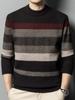 All Match Knitted Color Block Sweater, Men's Casual Warm High Stretch Crew Neck Pullover Sweater For Men Fall Winter