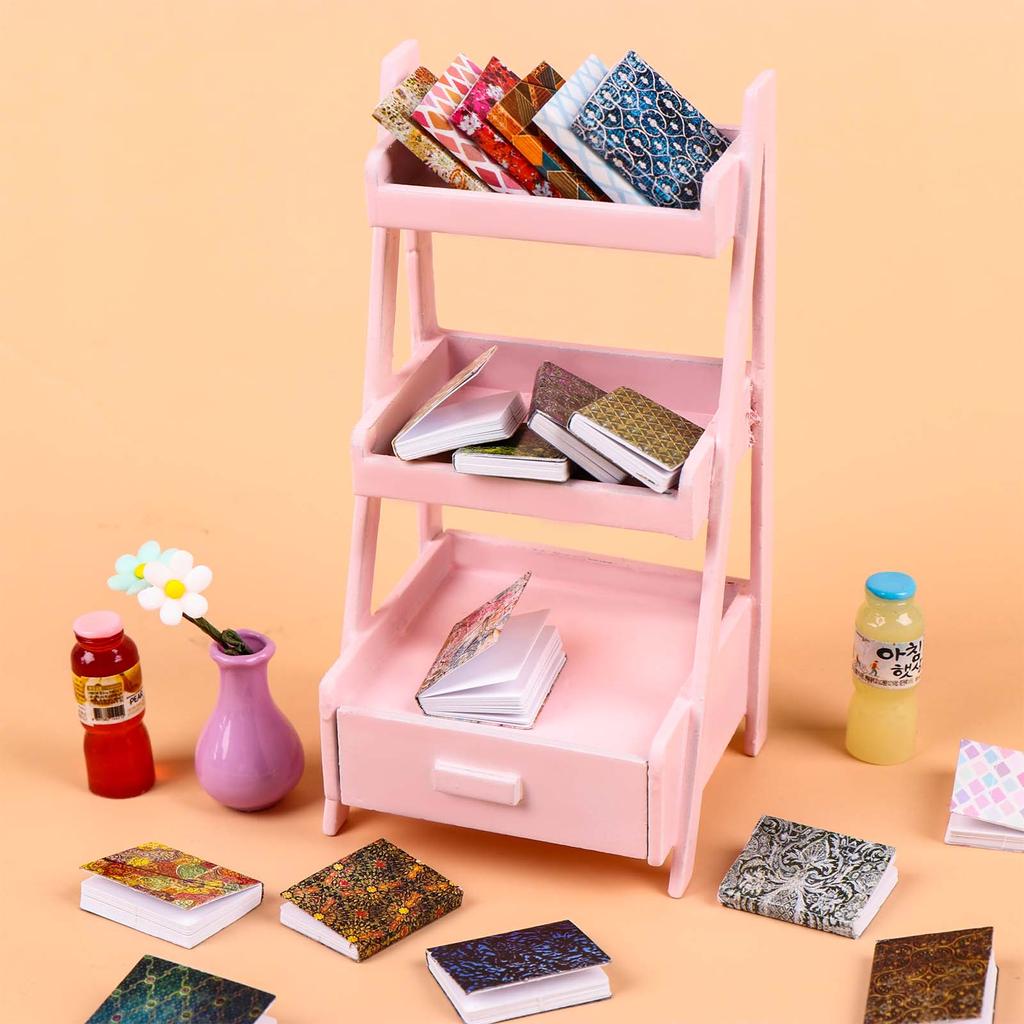 20 Pcs 1:12 Scale Miniatures Dollhouse Books Assorted Retro Vintage Mini Books M