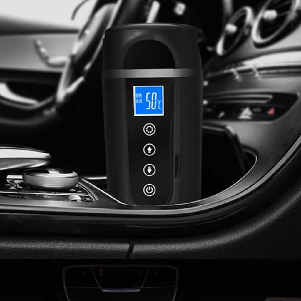 Car Heating Cup Stainless Steel Universal LCD Intelligent Temperature Display 500ml 12‑24V