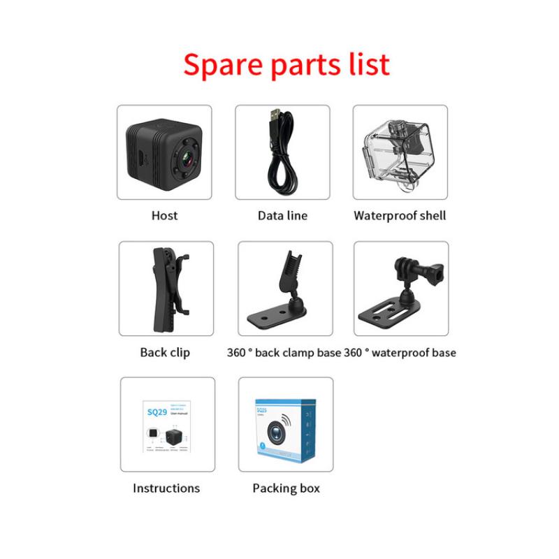 Buy SQ29 Mini Camera Waterproof Shell Back Clip 360Dgree Back Clamp ...
