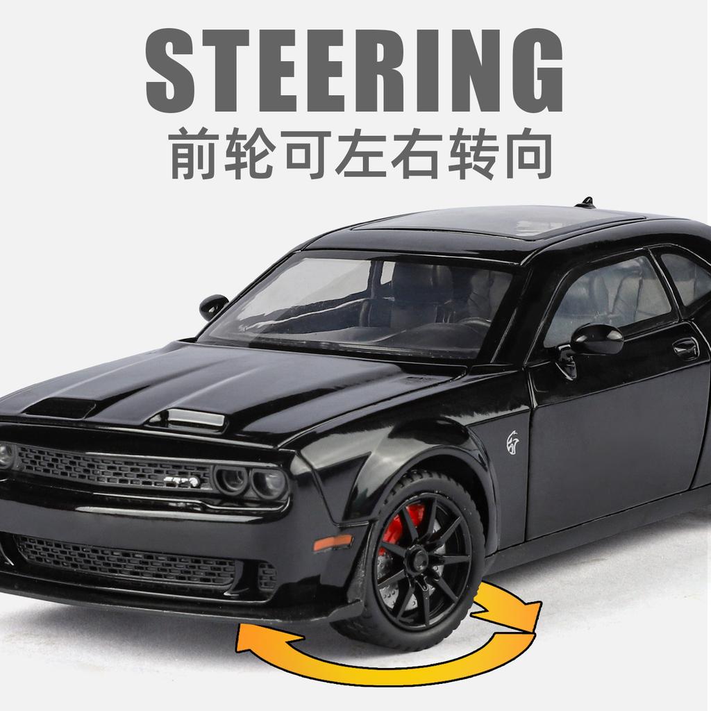 1:24 Challenger Hellcat Redeye Litinový Model Muscle Car Zvuk A Světlo Stahovací Dětská Hračka Sběratelský Předmět Dárek k Narozeninám