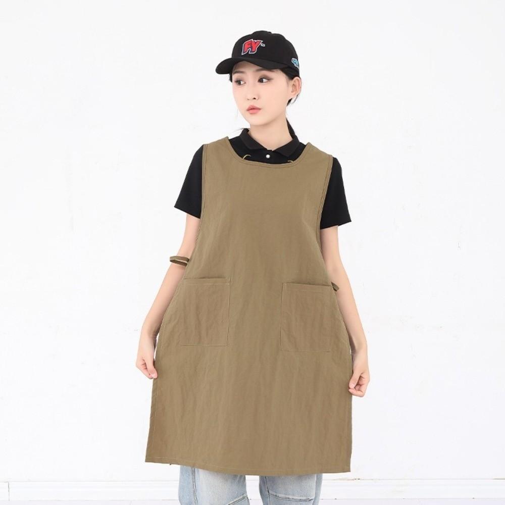Japanischer Stil Langes Weste Einfarbige Küchenschürze Mode Nagelstudio Schönheitschürze Unisex