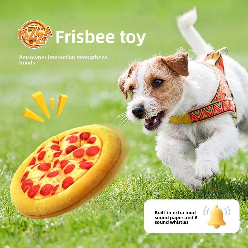 Dog Biting Sound Toy, Fun Pizza, BB Barking Interactive Training, Tear-resistant Pet Teeth Grinding Toy