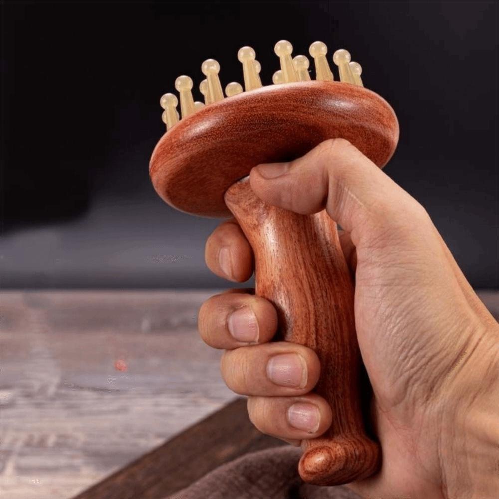 Wood Grain Gua Sha Massage Tool Cow Horn Horn Massage Comb Portable Meridian Massager Head Massage