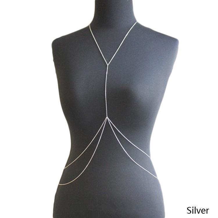 1pc Trendy Charming Body Jewelry Chain Double Layer Waist Chain Color Silver Gold Color Body as the picture