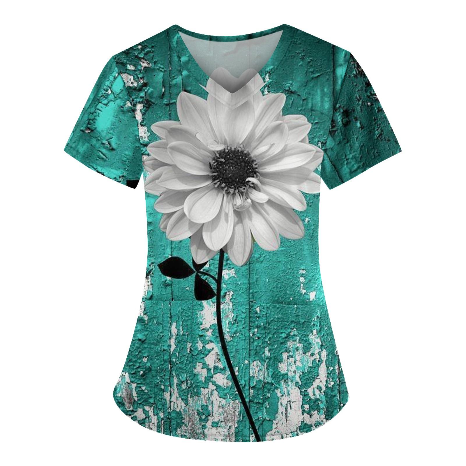 

Женские модные повседневные топы с v-образным вырезом и защитная спецодежда с принтом M циан