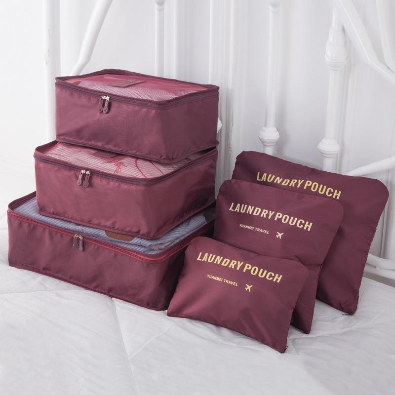 Travel Organizer Cubes 6-Piece with 4 Compartments, Luggage Packing Cubes for Underwear, Socks, Clothes, Suitcase Storage Bags