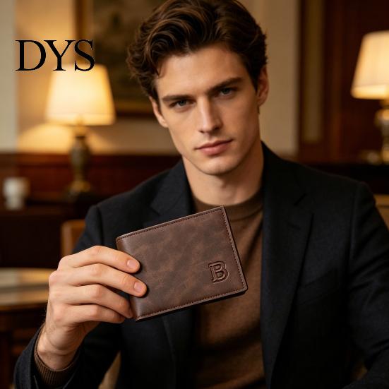 Pocket Short Wallet Men Bifold Minimalist with Zippered Coin Card Holder for Work Travel