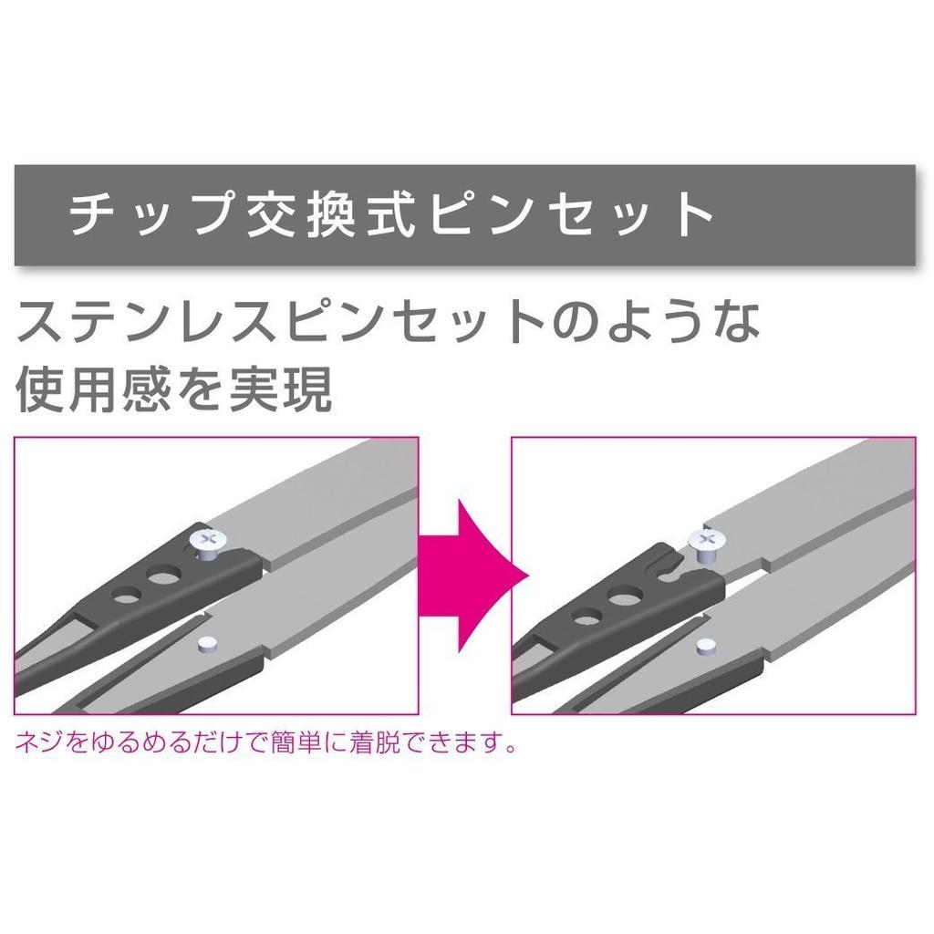 HOZAN ESD Tip Tweezers, Anti-Static, 1.0mm Tip Width (R-Shaped), 125mm Length, Stainless Steel, Tip: PEEK P-642-S