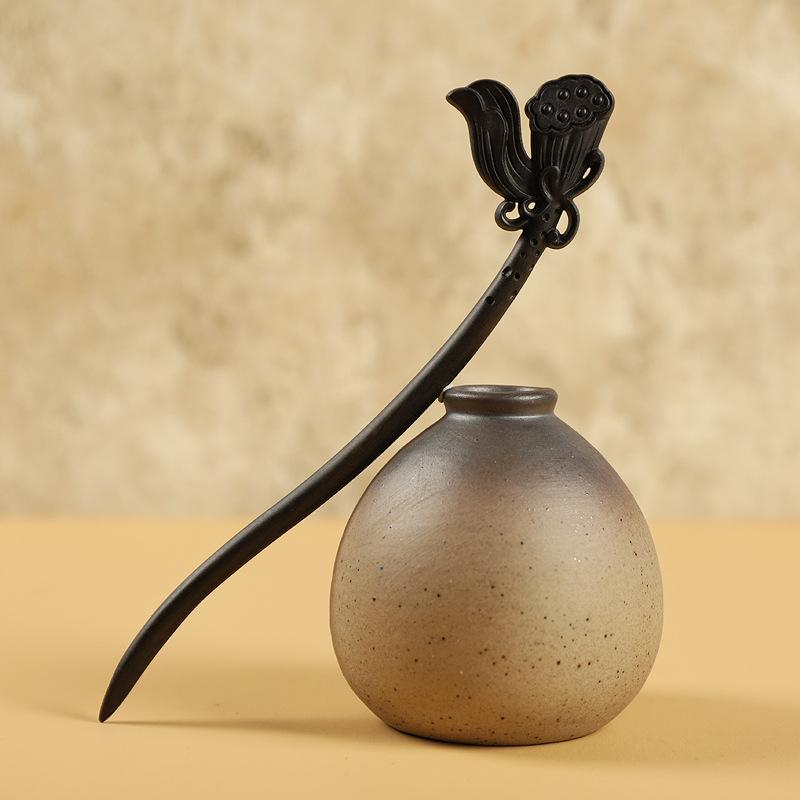 Antike Haarnadel Shen Guibao Ebenholz Haarnadel Geschnitzte Perlen Haarnadel Cheongsam Hanfu Accessoires Tägliche Scheibe Haar Kopfschmuck