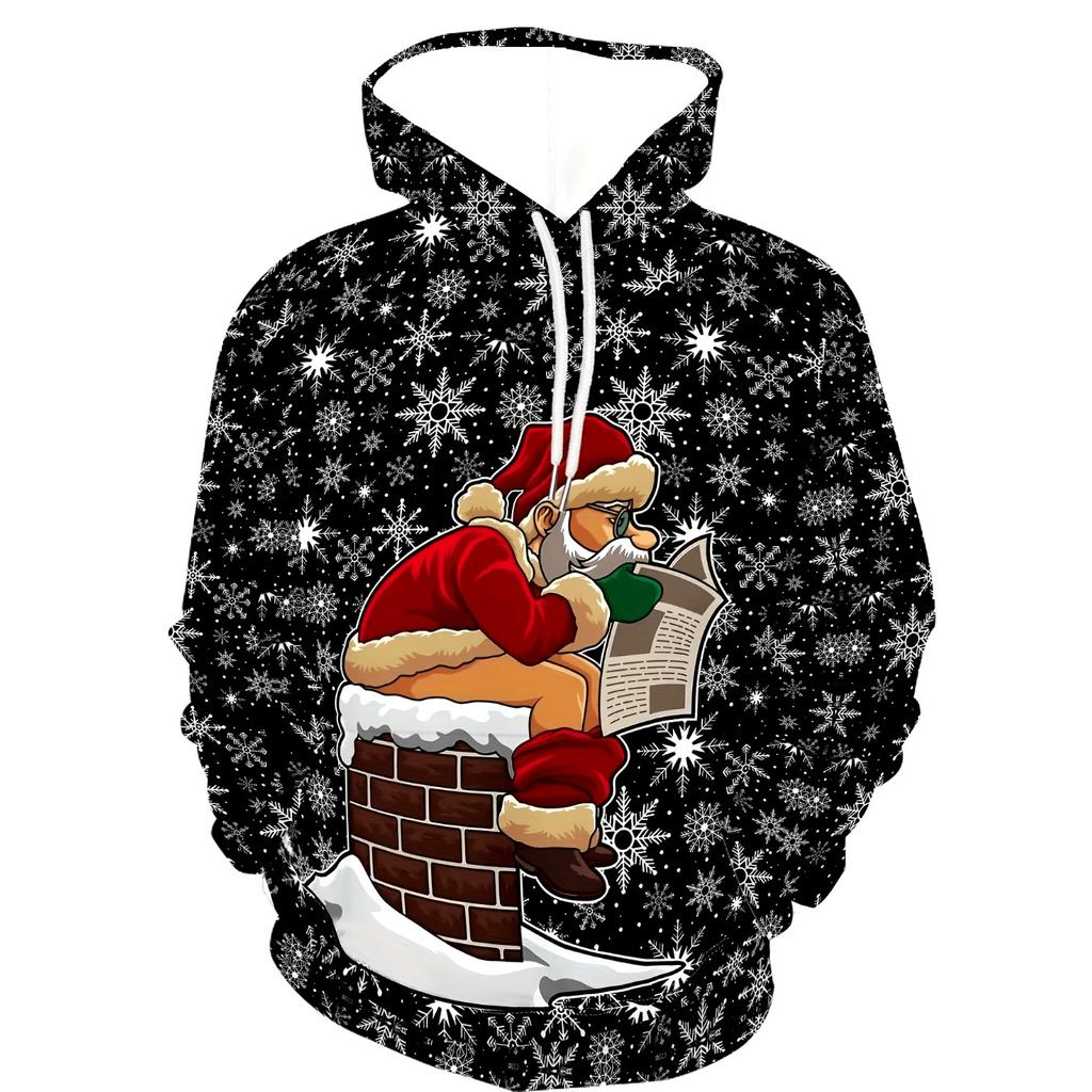 Full Print Christmas Santa Claus Elk Hoodie New In Men Women Casual Pullovers Sweatshirts Clothes Gift Snowman Pullovers