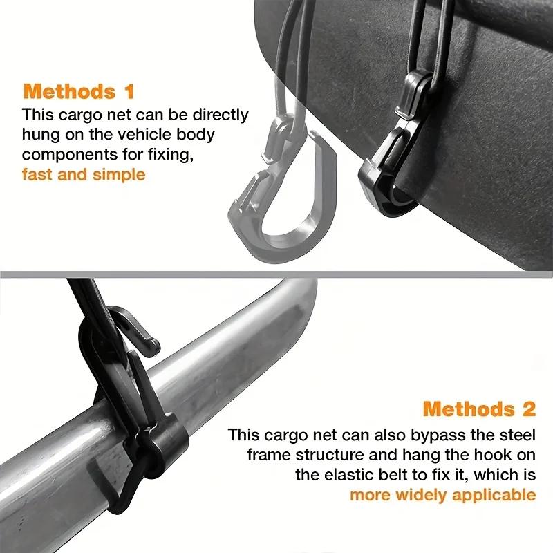 Motorcycle Cargo Net High Elastic Double Layer Motorcycle Net for Helmet Storage 10X11 Inch Bungee Cargo Net with Hooks Luggage Net