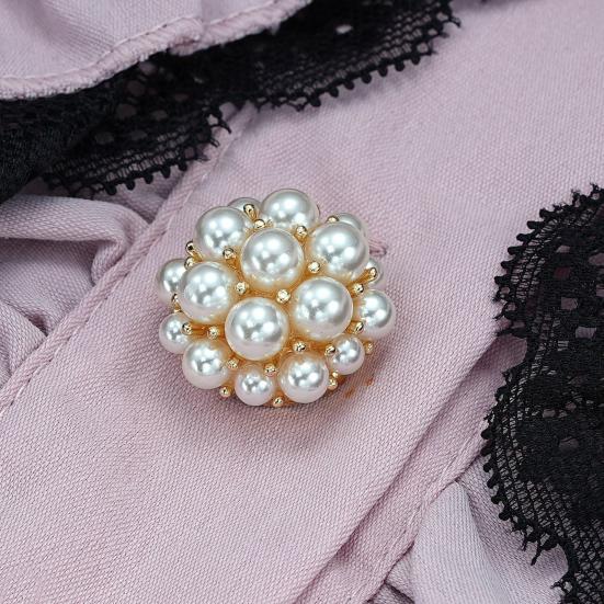 Faux Pearl Button Cover Alloy Elegant Clip-On Button Covers Removable No-Sew Button Covers for Women Shirts Blouses Wedding