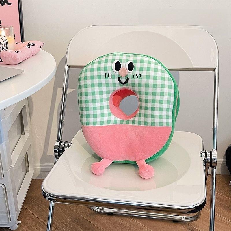 Dopamine Lattice Emoticon Pattern Neck Pillow Plush Toy Office Rest Prop Gift