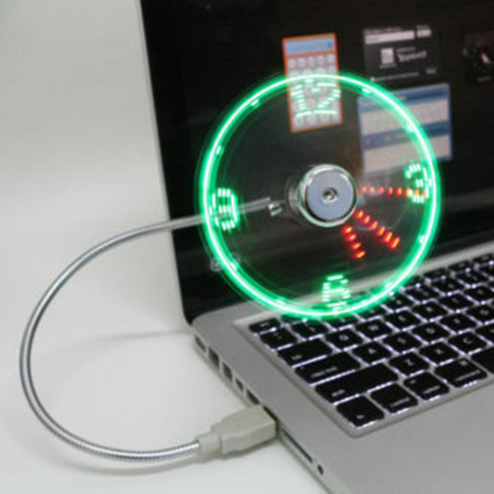 Creative Mini Fan USB Powered LED Clock Real Time Display Summer Cooling Neon Fan USB Gadgets