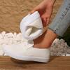 Women'S Solid Color Minimalist Sneakers, Slip on Lightweight Flat Soft Sole Shoes, Low-Top Comfort Daily White Shoes