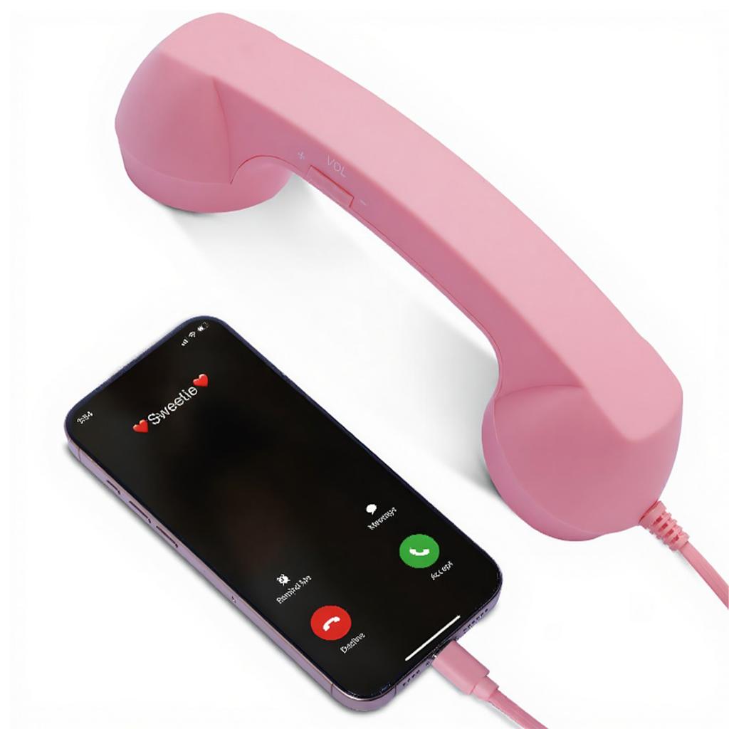 Retro Telephone Receiver with Answer Button Clear Calls Microphone Headset Wired Type-C 3.5mm Interface for Phone Tablets Laptop