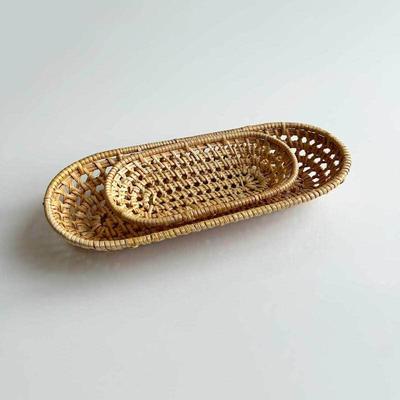 Rattan Woven Storage Basket & Fruit Tray Set