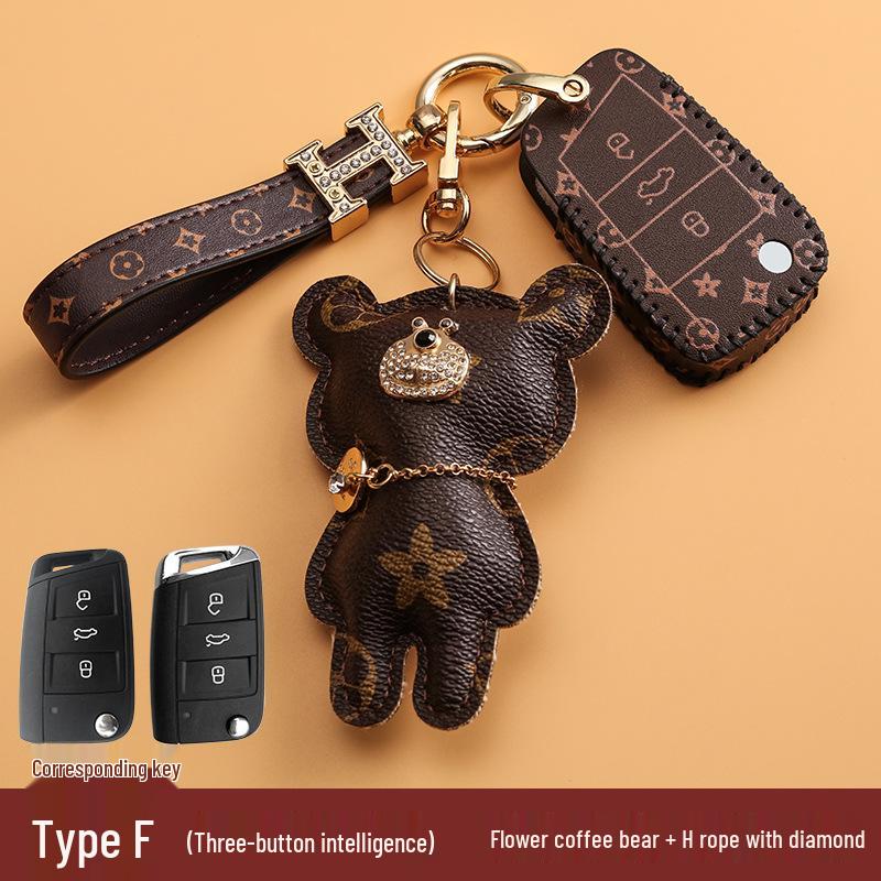 Volkswagen Car Key Cover for Sagitar, Bora, Lavida, T-Roc, Tiguan L, Golf 8, Tayron, POLO with Women's Bag Buckle