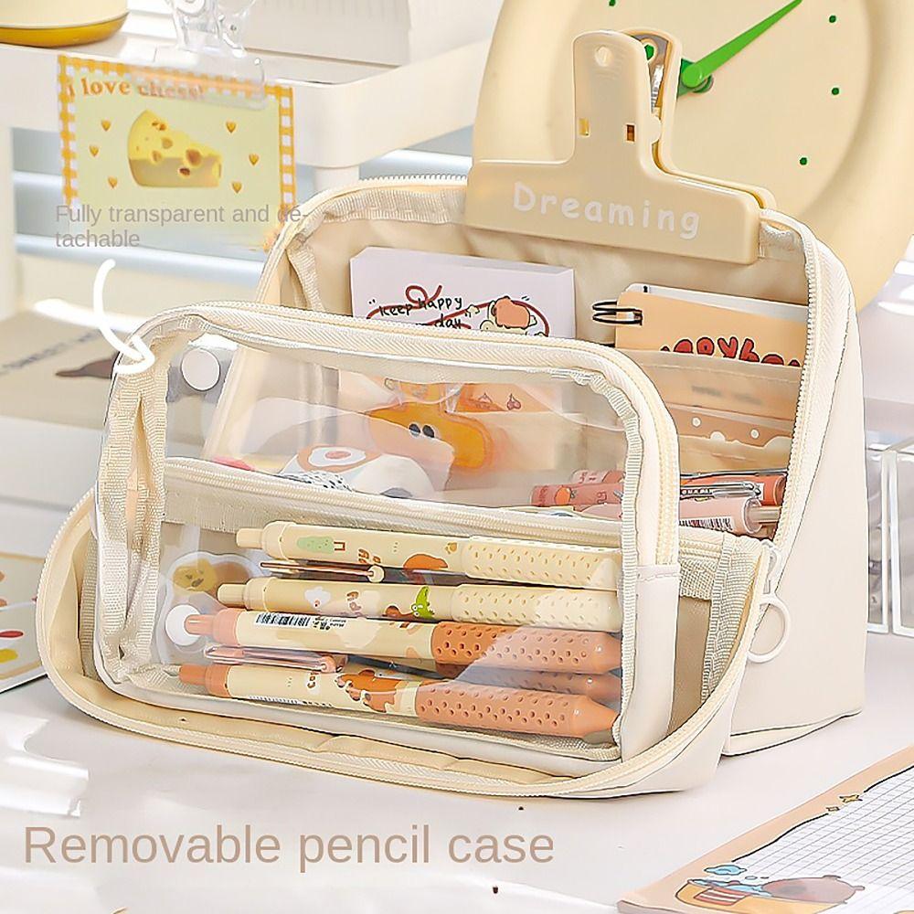 Detachable Pen Bag Pocket Partition Stationery Storage Pouch Stationery Organizer  for Student Gift