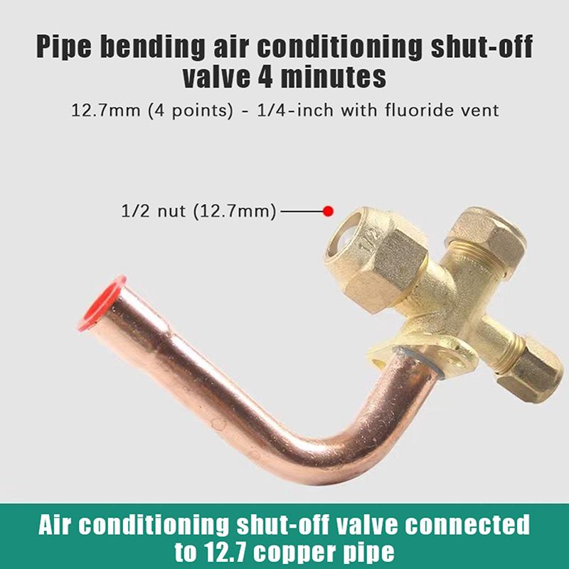 Rett Albue 90 Grader Kobling 1/4" 3/8" 1/2" Yd Kobberrør 3 Veier Vinkel Stoppventil Kobling Klimaanlegg