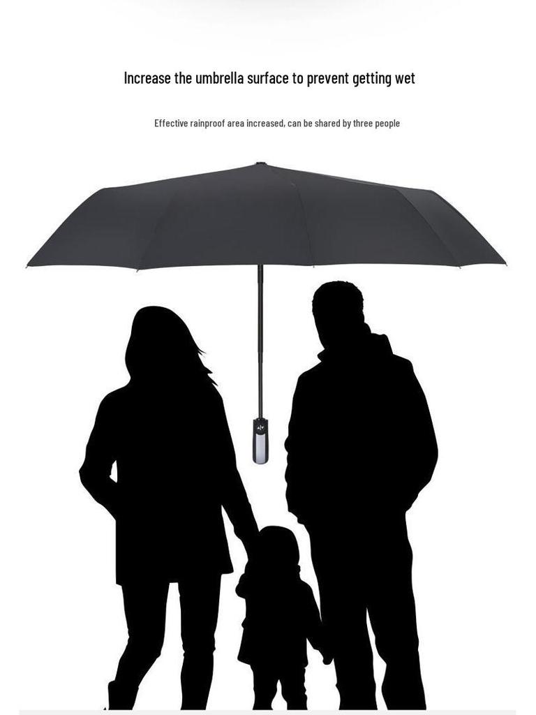 Men's XL 10-Rib Dual-Use Automatic Folding Umbrella for Sun & Rain