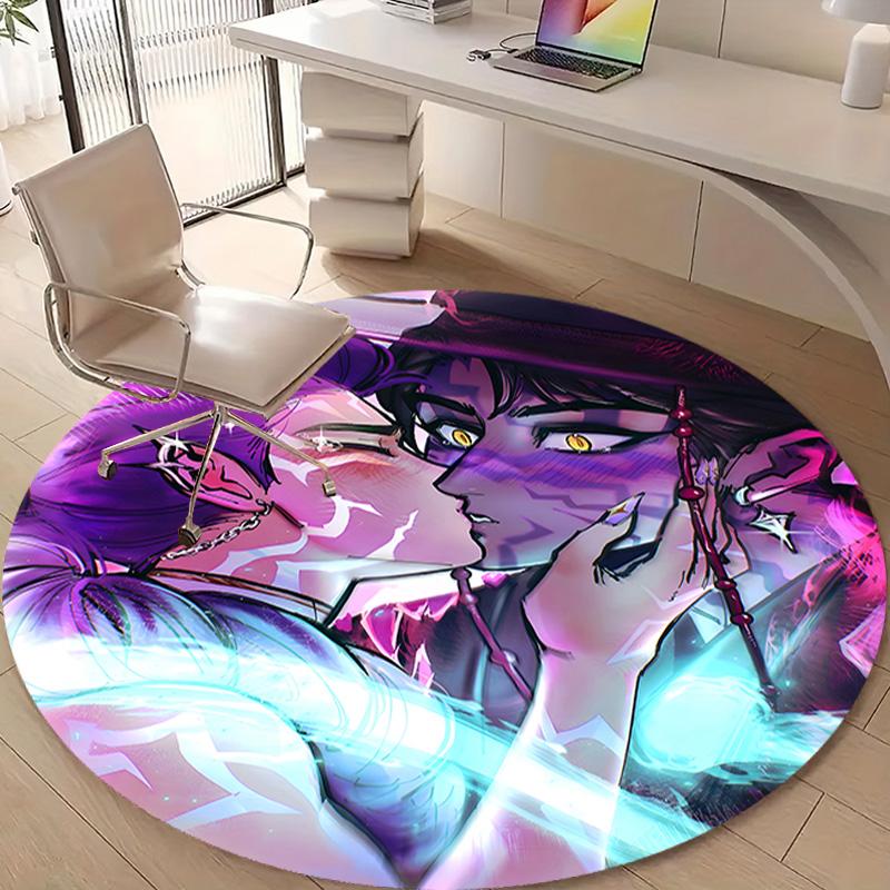 1pc KPop Demon Hunters RUMI8 Design Printed Area Round Carpet for Bedroom Living Room Home Decor Rugs Mat Non Slip Mat Rug for Bedside