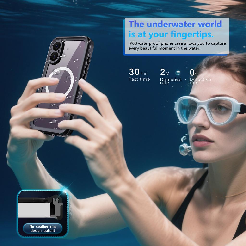 IP68 Waterproof Diving Phone Case For iPhone 17 Pro Max 17 Pro Air Screen Protection Dustproof Cover Magnetic Magsafe Charging