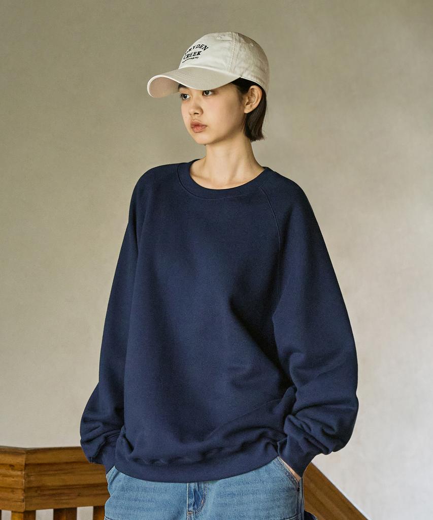 MINIMALPROJECT Signature Peach Skin Raglan Brushed Sweatshirt Mmt137 [Navy]