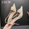 Fashion 2025 New Bride White Wedding Shoes Thin Heels Pointed Flower Rhinester Heels After The Empty Fashion Women'S Sandals
