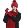 Hat Scarf Gloves Three Piece Set Winter Outdoor Velvet Warm Ear Protection Knitted Hat