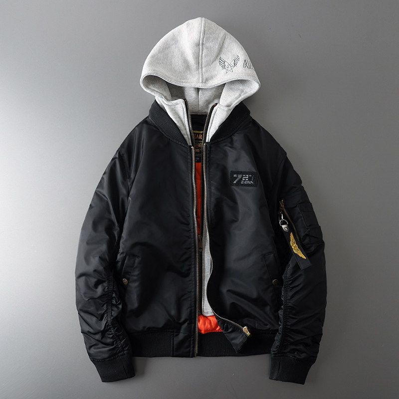MA1 Cotton Men s Baseball Jacket Bomber Jacket Black L