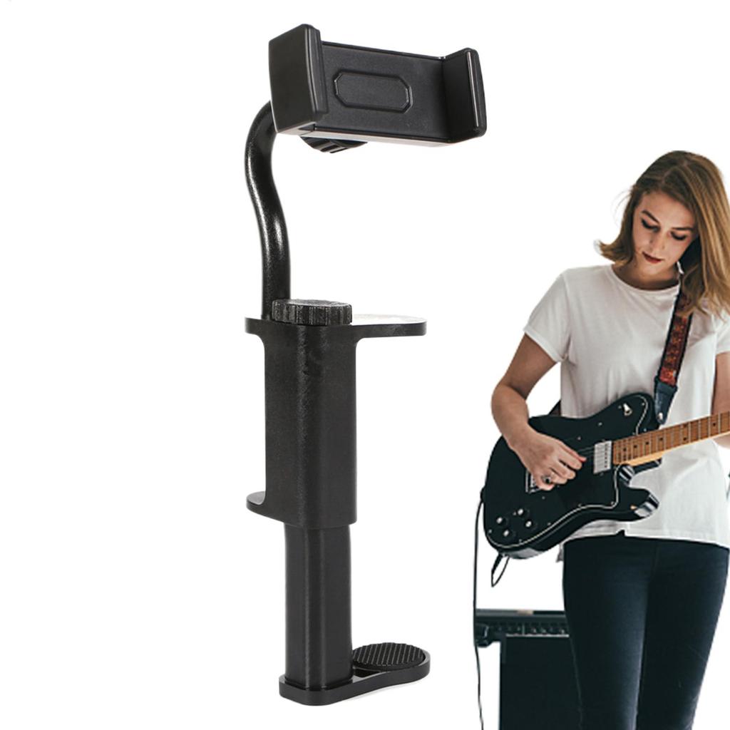 Guitar Phone Holder Hands-Free Phone Support Guitar Phone Stand Guitar Clip Smartphone Clip Clamp for Recording Video-Calling