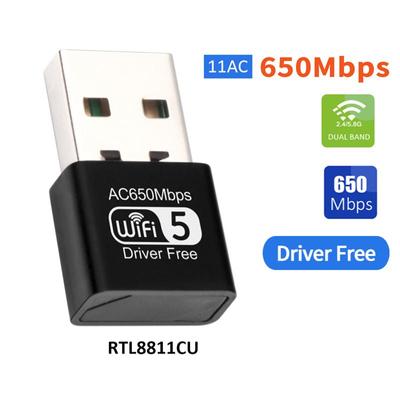 650Mbps USB WiFi Adapter 5Ghz&2.4GHz Dual-Band USB Lan Ethernet Adapter 802.11AC Wireless Network Card Wi Fi Dongle Receiver for PC Desktop Laptop