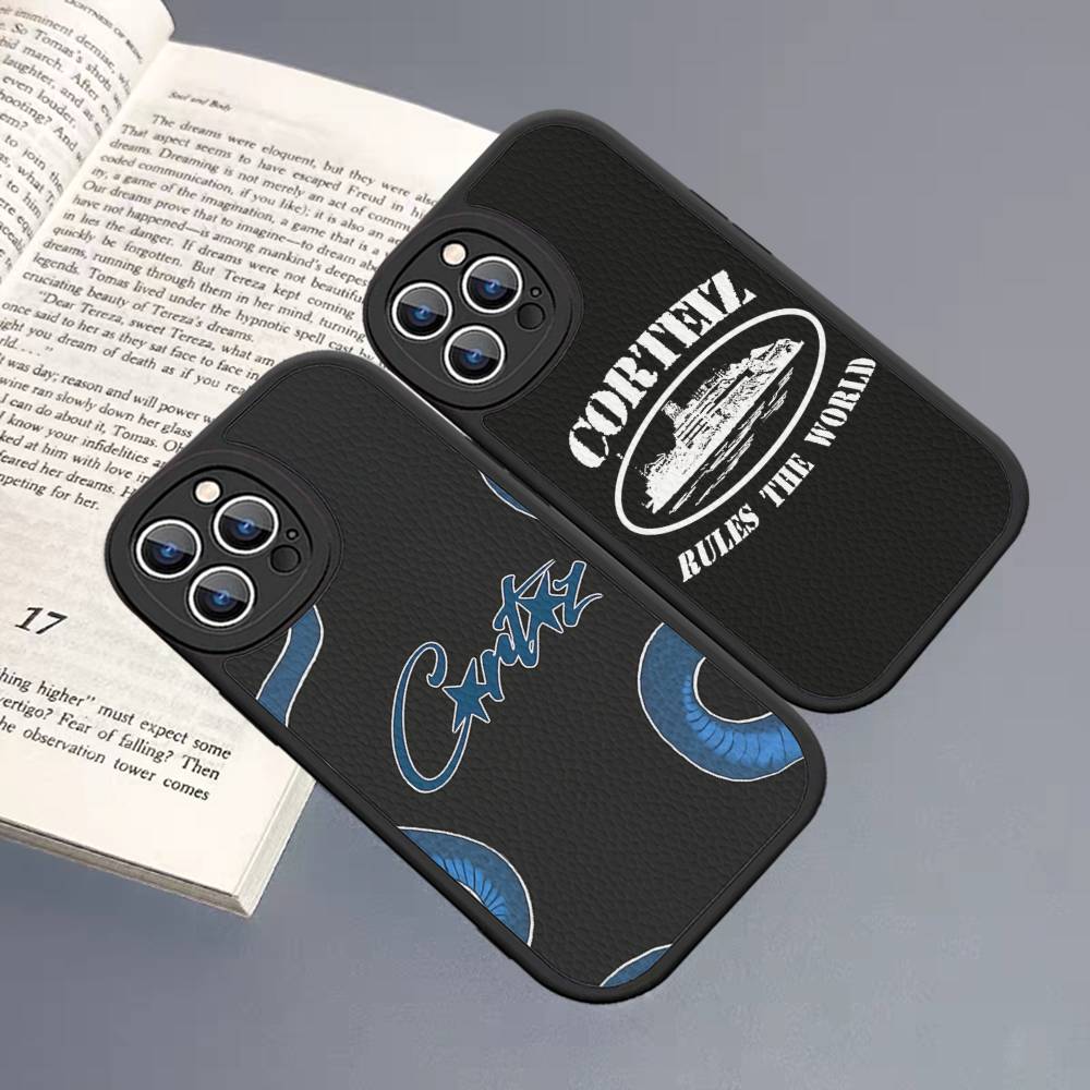 Hot Fashion C-Corteizs Leather Phone Case For IPhone 16 14 15 Pro Plus 13 12 11 Pro Max Silicone Cover