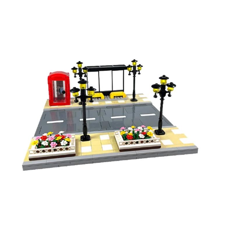 Pedestrian Bridge MOC Playthings Construction Bricks City Traffic Scene Street View Parts Blocks Traffic Motorway Works With City Bricksi