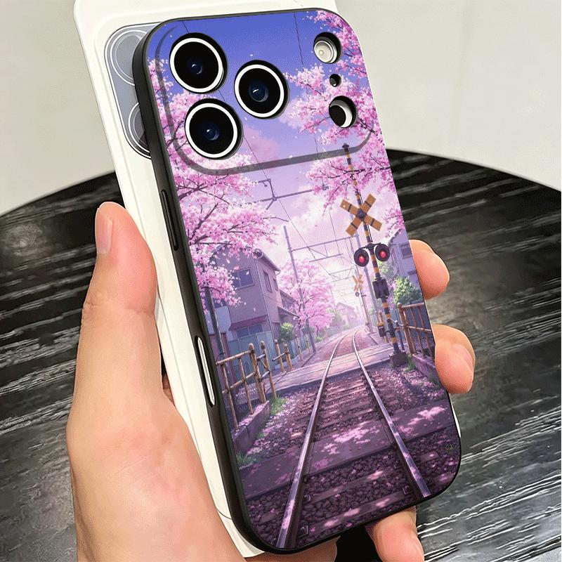 Anime Aesthetic Scenery Soft Phone Case for iPhone 16 16E 17 Air 15 Pro Max 14 Plus 13 Mini 11 12 7 Black Cover Back Shell