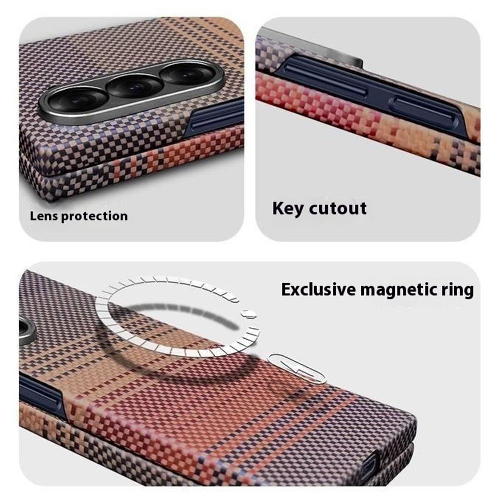 For Samsung Galaxy Z Fold5 5G Magnetic Case Precise Cutouts Gradient Aramid Fiber Phone Cover with Metal Lens Framee