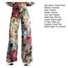 Women Retro Casual Pants Mid-rise Button Zipper Fly Wide Leg Long Trousers with Pockets Digital Floral