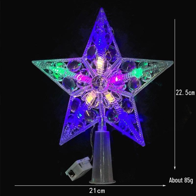 Christmas Transparent Luminous Star Tree Topper - Light-up Five-Pointed Decoration