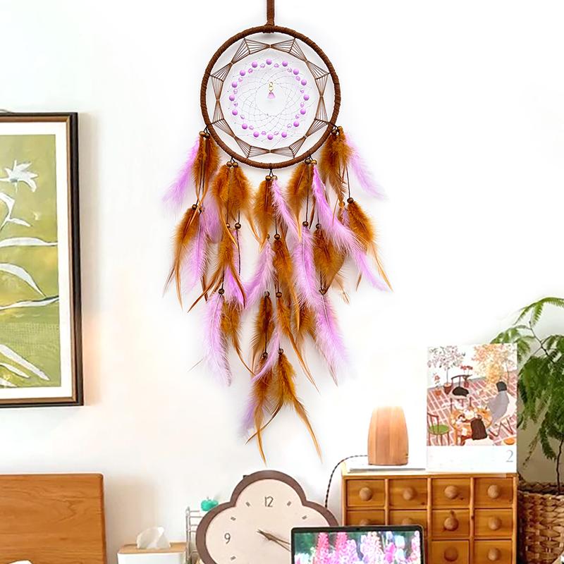 Bohemian Dream Catcher Hand-woven Colorful Feathers Wind Chimes Bedroom Hanging Ornaments Birthday Holiday Gifts Home Decoration