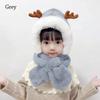 Windproof Baby Hat With Scarf Plush Beanie Hat Scarf Cute Neck Warmer  Autumn Winter
