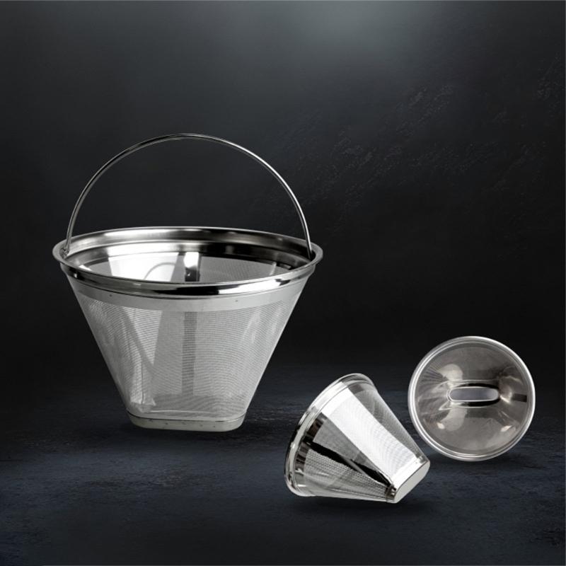 Stainless Steels Coffee Filter Fine Mesh Screen Reusable Cone Shape Strainer for Espresso Coffee Maker Machine Part
