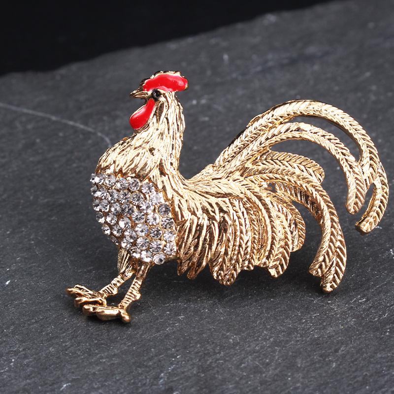 Zodiac Rooster Brooch Pin for Men and Women Chinese Zodiac Year Accessory Metal Animal Badge Lapel Pin