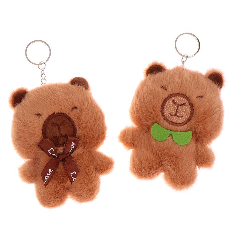 Capibara Plush Keychain Cartoon Capybara Stuffed Doll Pendant Car Key Ring Backpack Bag Decor Kid Gift