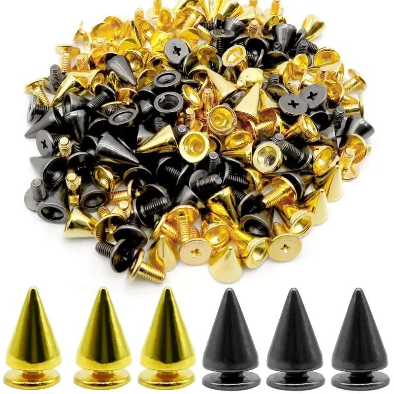 10-100Set Bullet Cone Spike and Stud Metal Screw Back for DIY Leather Craft Cool Rivets Punk Stud Coincal Layer 7X10mm