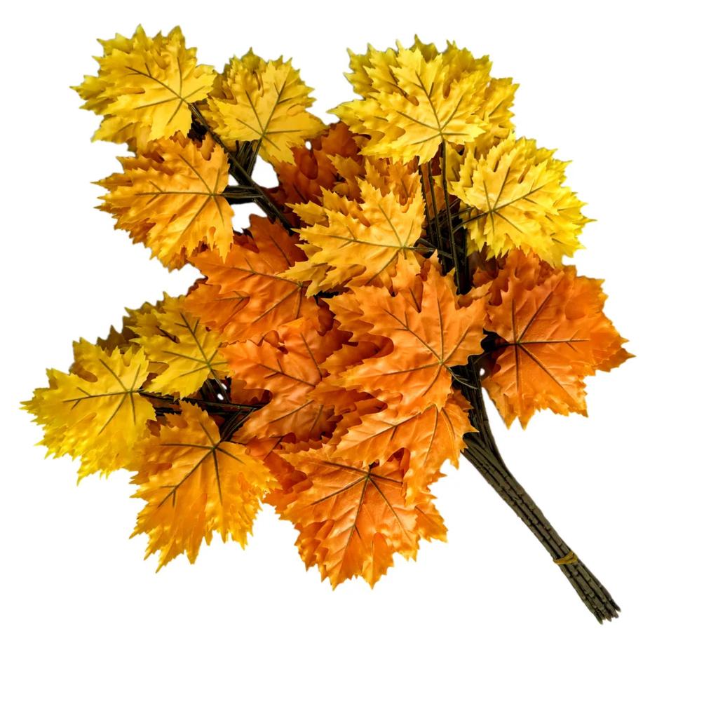 12pcs Artificial Maple Leaf Branch Waterproof Greenery Plants Foliage for Landscape Tree Making Home Decoration Outdoor Project
