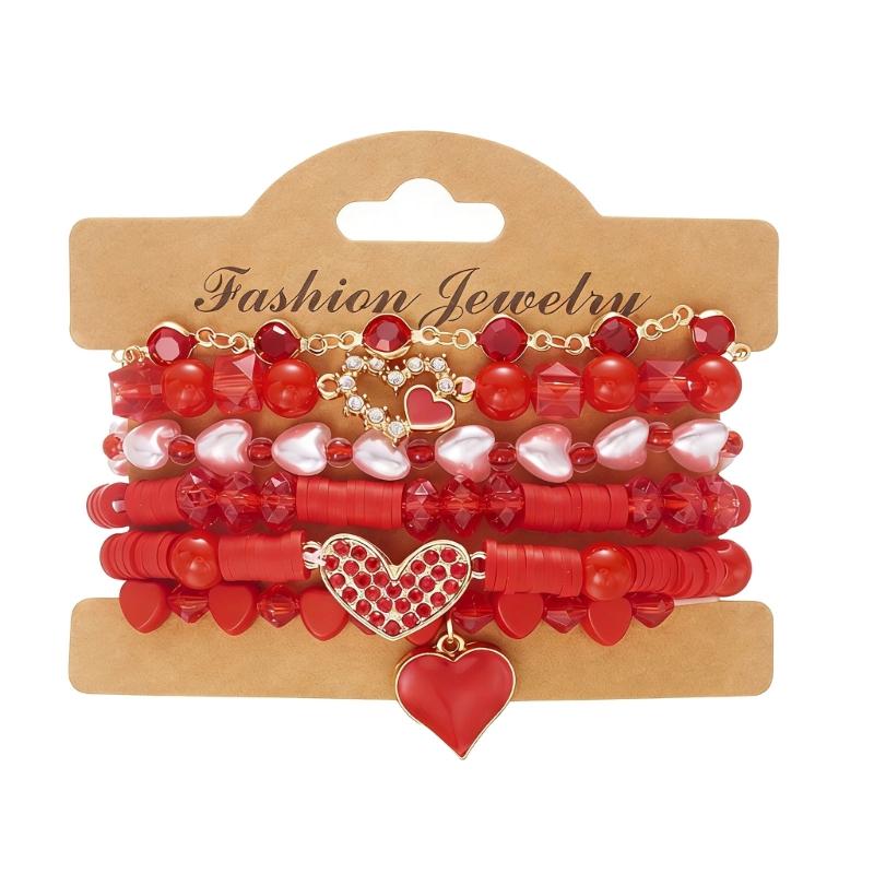 Stylish Valentine's Day Bracelets for Women Heart Charm Stackable Wristchain Trendy Accessory For Her