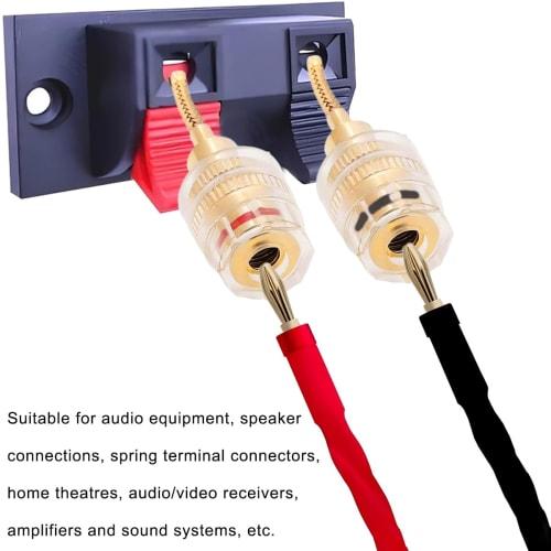 Xiatiaosann 4-Piece Flex Pin Banana Plug to 4mm Female Banana Jack Speaker Audio Connector Adapter with Spring Terminals for Amplifiers and Audio Equi