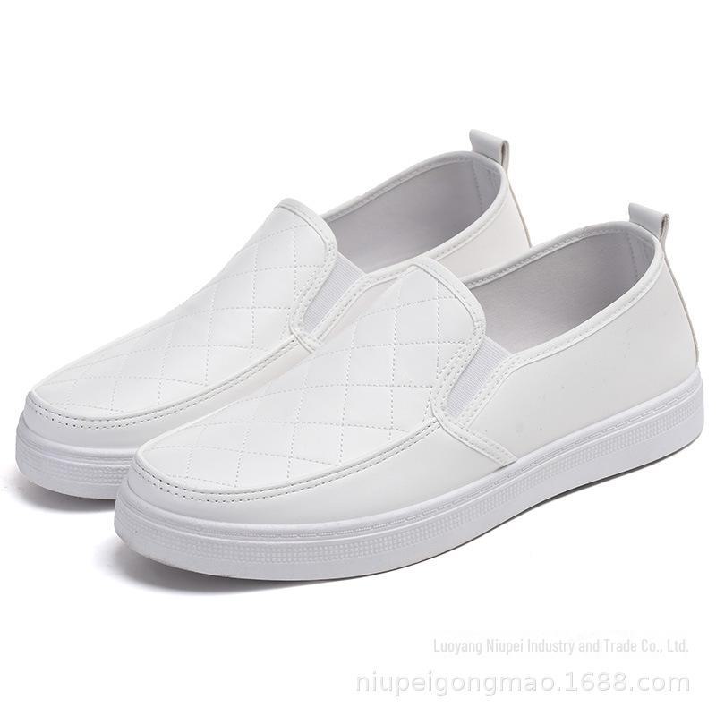 Men's White Non-Slip Nursing Shoes: Comfortable, Lightweight, Breathable Flat Shoes for Medical Work